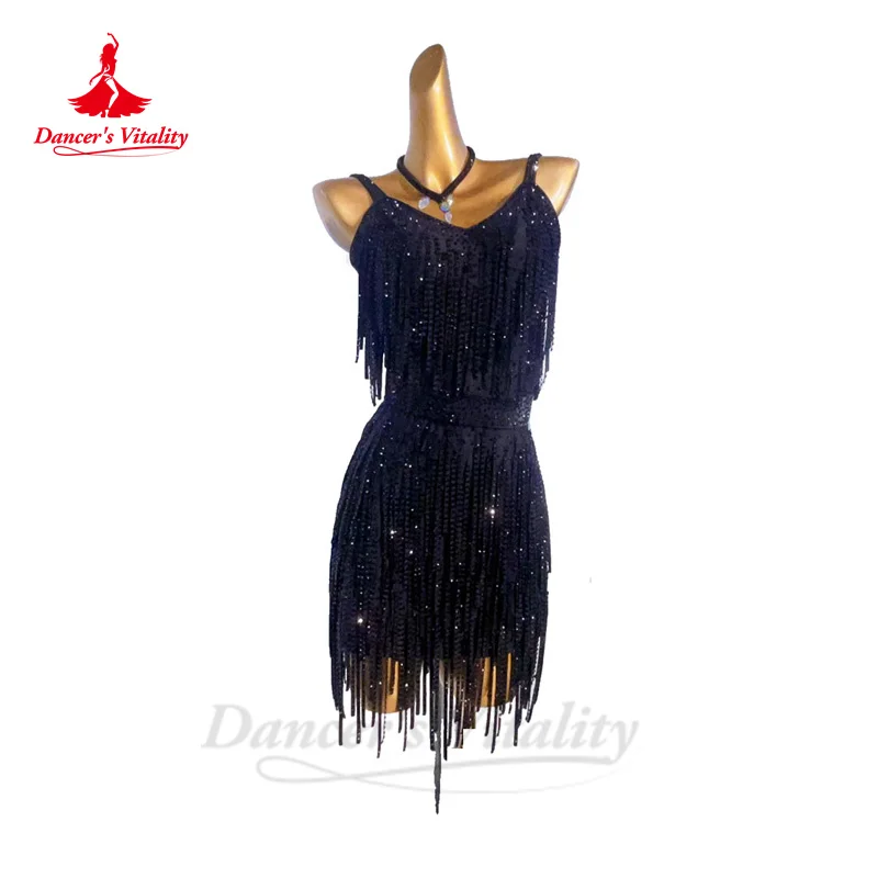 Платья для латинских танцев женщин полный камень костюм выступлений Rumba Chacha Tango