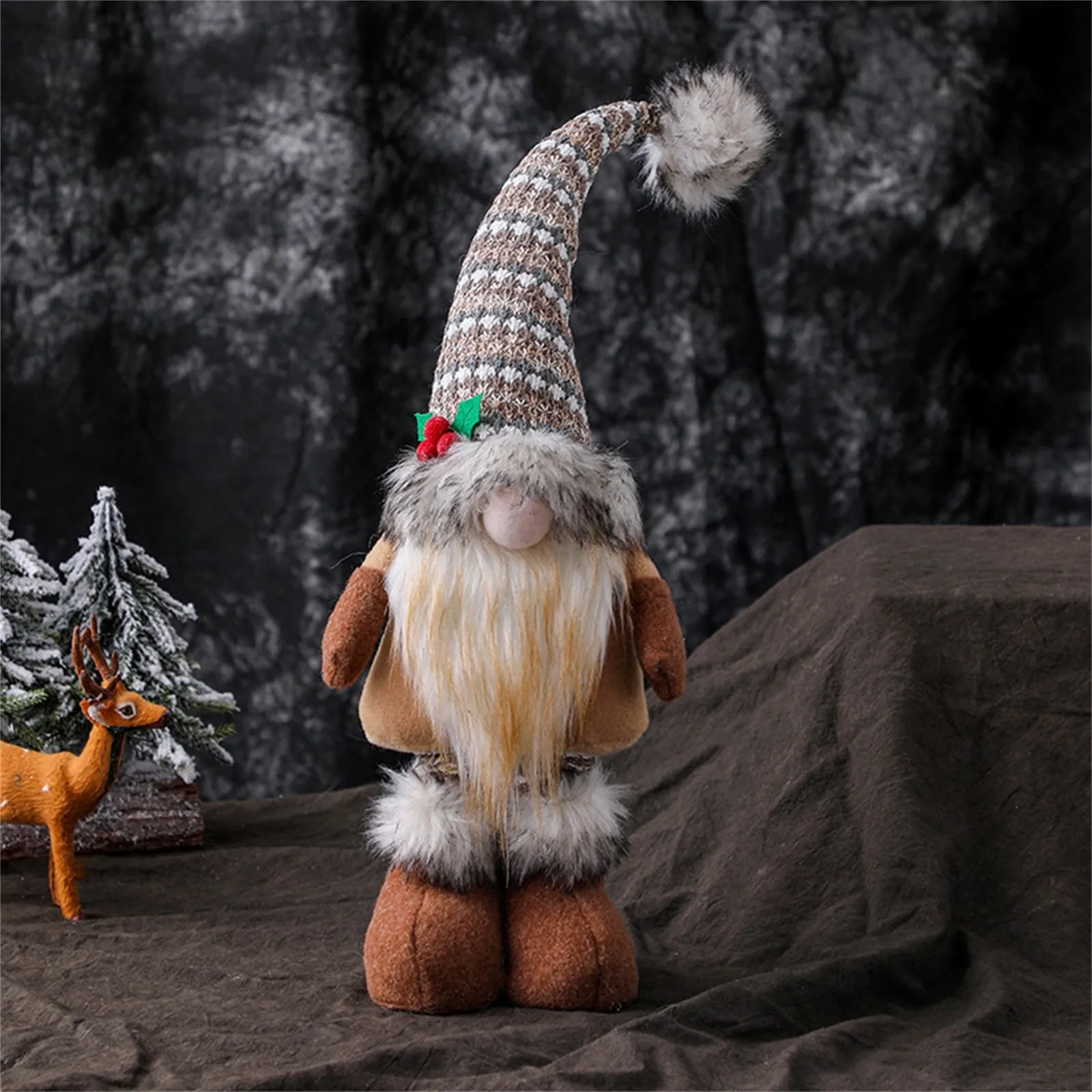 Праздничные рождественские лыжи эльфа гном с диодным освещением декоративная