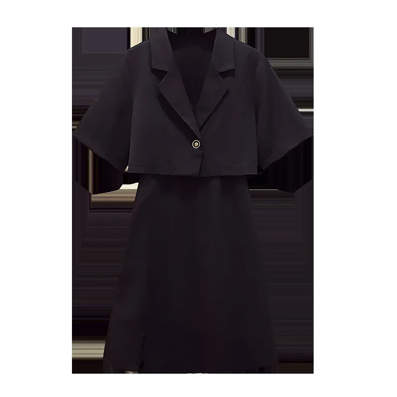 2021 Fall New Womens Elegant Two Piece Sets Long Double Breasted Coats and  V-Neck High Waist Slim Temperament Dress Chic Suits