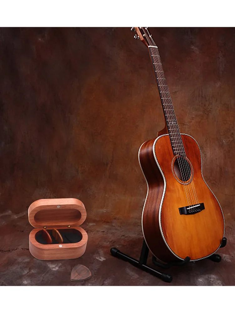

Деревянный чехол для гитары овальной формы, легкий Чехол для гитары, держатель для гитары включает 3 деревянных медиатора для Аксессуары дл...