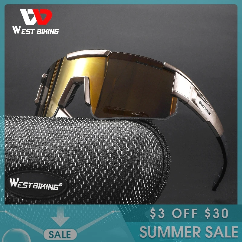 

WEST BIKING Cycling Polarized Sunglasses Road Bike Riding Glasses MTB 3 Lens Windproof Bicycle Eyewear Outdoor Sport Goggles