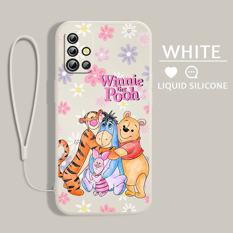 

Winnie Bear Cute Disney For Samsung A54 A34 A04 S A71 A51 A42 A41 A30 A32 A21S A12 A11 A01 A02 4G 5G Liquid Rope Phone Case