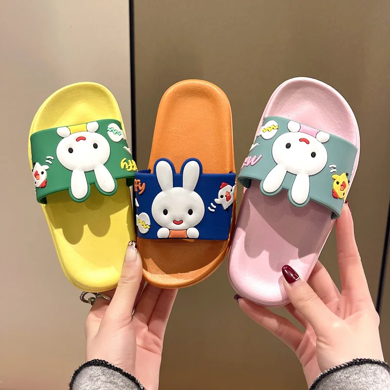 2022 Rabbit Cartoon Children Slippers Summer Soft Sole Indoor Bathroom Shoes Boy Girl Non-Slip Comfort Home Slippers Baby Shoes