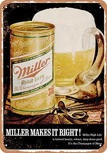 Металлический знак-1970 пиво Miler-винтажный вид