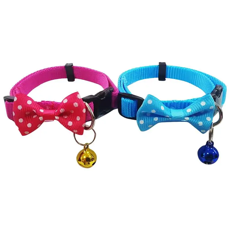 

Kitten Collar With Bell And Bow Cat ID Collars With Bell Adjustable 22-32cm Soft Kitten Collars For Puppy Identification Cute