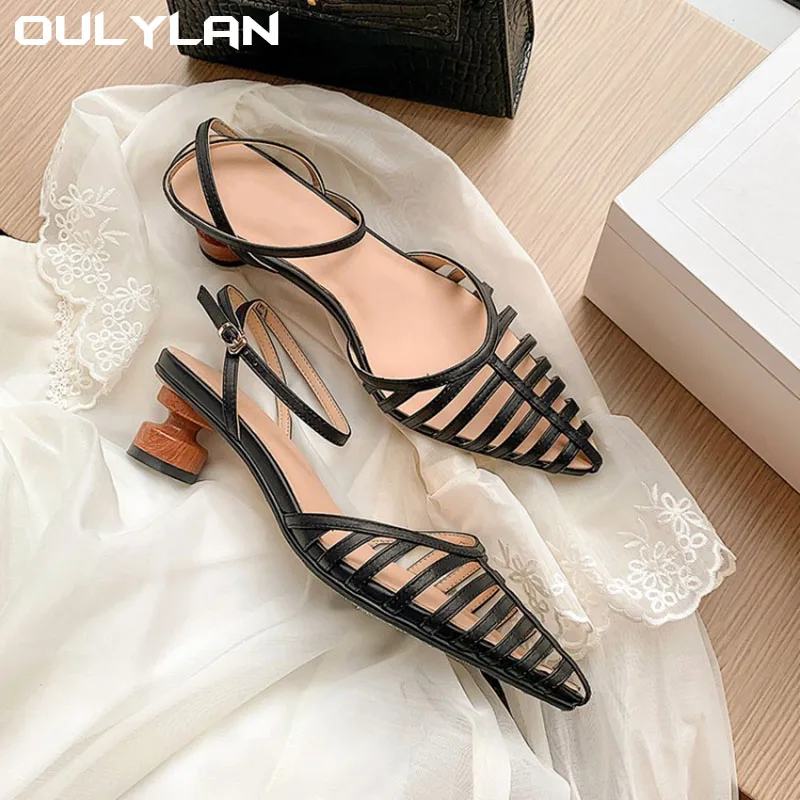Женские офисные босоножки Oulylan туфли с острым носком женские на высоком каблуке