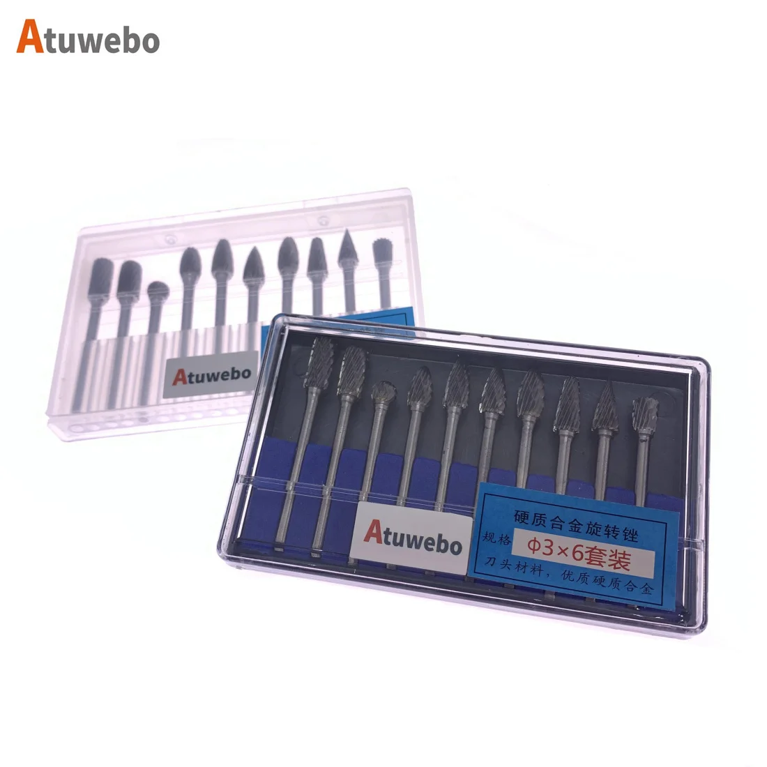 

Rotary File 10pc 3mm Shank Carbide Milling Cutter Rotary Burr Single Double Cut For Dremel Rotary Tools Electric Grinding