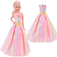 fashion pink evening dress 16 bjd doll clothes for barbies party wear outfits for barbies dolls accessories girls toys