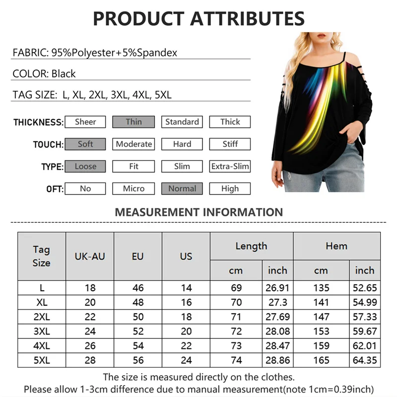 Colorful Curvy Plus Size Ladder Cutout T Shirt Fashion Trend Big Sizes Womans Tops Long Sleeve Bulk Woman Clothing Wholesale