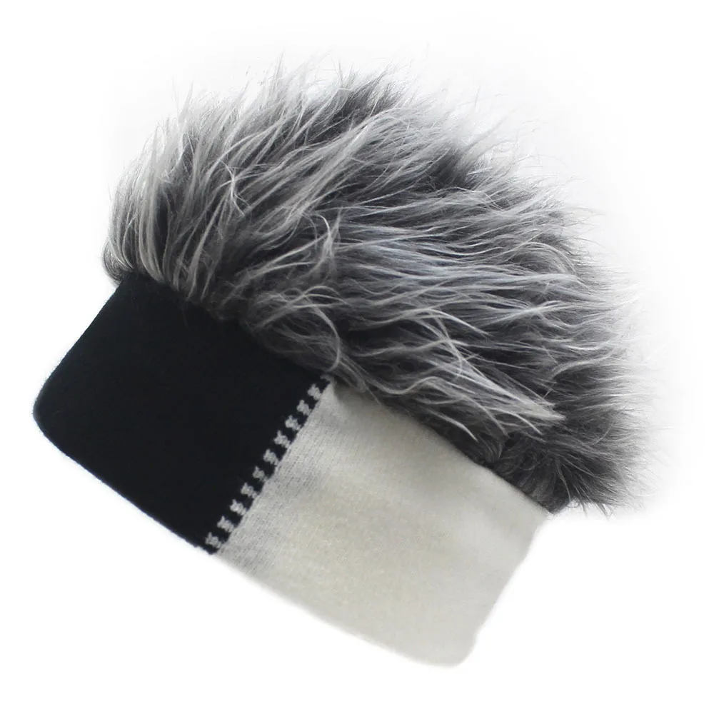 Трикотажная шапка с имитацией волос и удобной хлопковой тканью подарок для