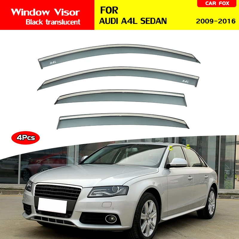 

For Adui A4L B8 A5 09-2015 Window Weather Weather Shield Rain Brow Door Visor Vent Shades Ventvisor Stainless steel bright strip