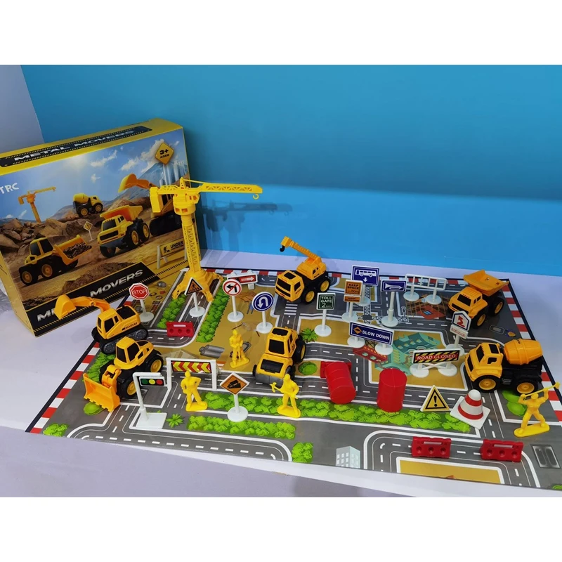 Набор строительных автомобилей Ccene стоянка экскаватор миксер грузовик танк