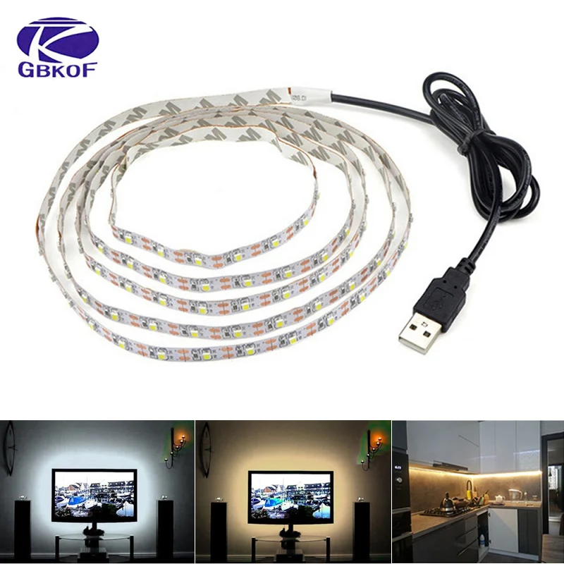 Светодиодная лента с USB-разъемом для подсветки телевизора, 2835, 5050, белый, теплый белый, RGB, Tira, светодиодная лампа для подсветки телевизора, домашний декор, Диодная неоновая лента для освещения