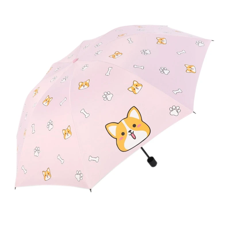 

Fashion Cartoon Lovely Dog Corgi Umbrella For Women UV Rainproof Umbrella Parasol Rain Manual Folding Umbrellas