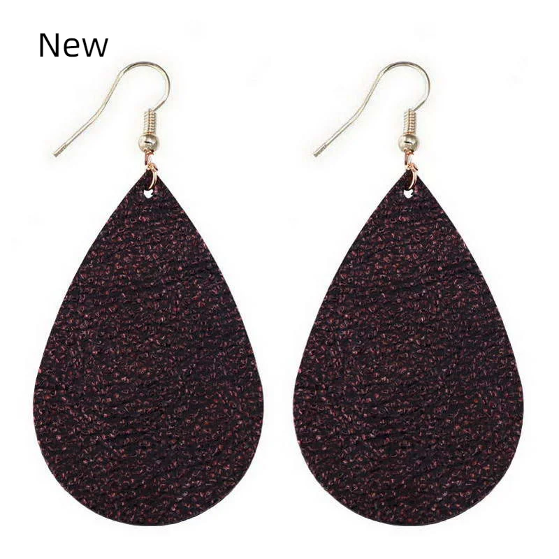 Женские кожаные серьги-капельки большие овальные серьги из натуральной кожи