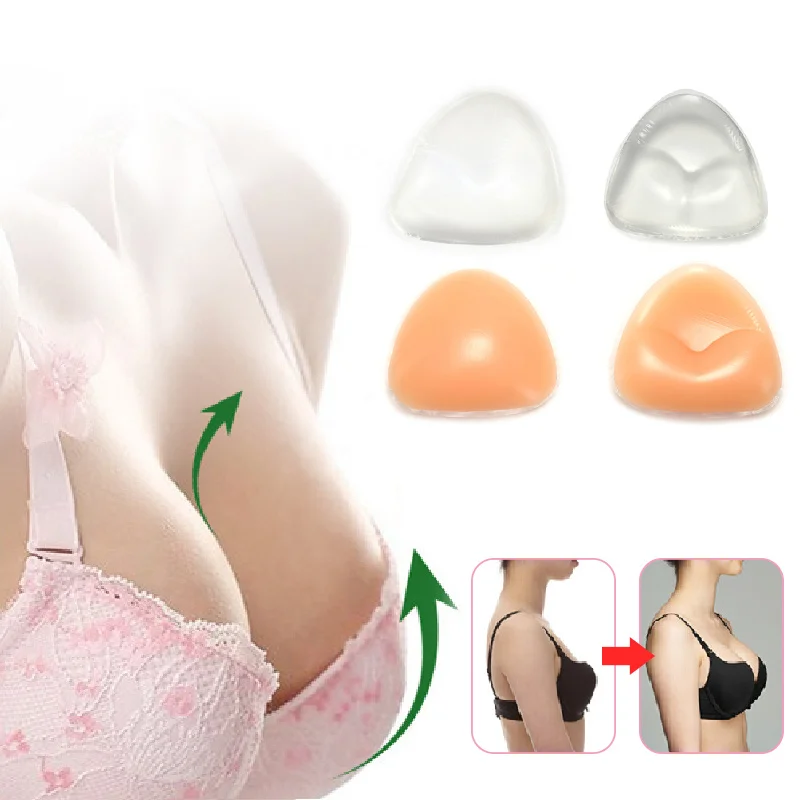 

2PCS 1 Pair Swimwear Swimsuit Bikini Silicone Triangular Bra Pads Thicker Silicone Invisible Bra Inserts