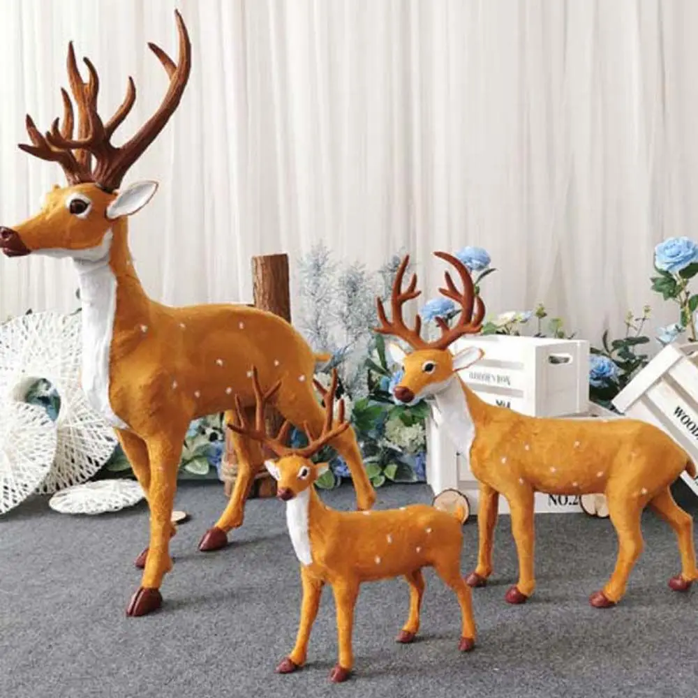 

Симпатичная Рождественская Новогодняя настольная модель, лось, плюшевая миниатюрная статуэтка, украшение на Рождество, имитация оленя