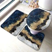 bath mat for bathroom rugs navy blue marble gold abstract sets 3 piece shower mats memory foam non slip toilet tub floor rug