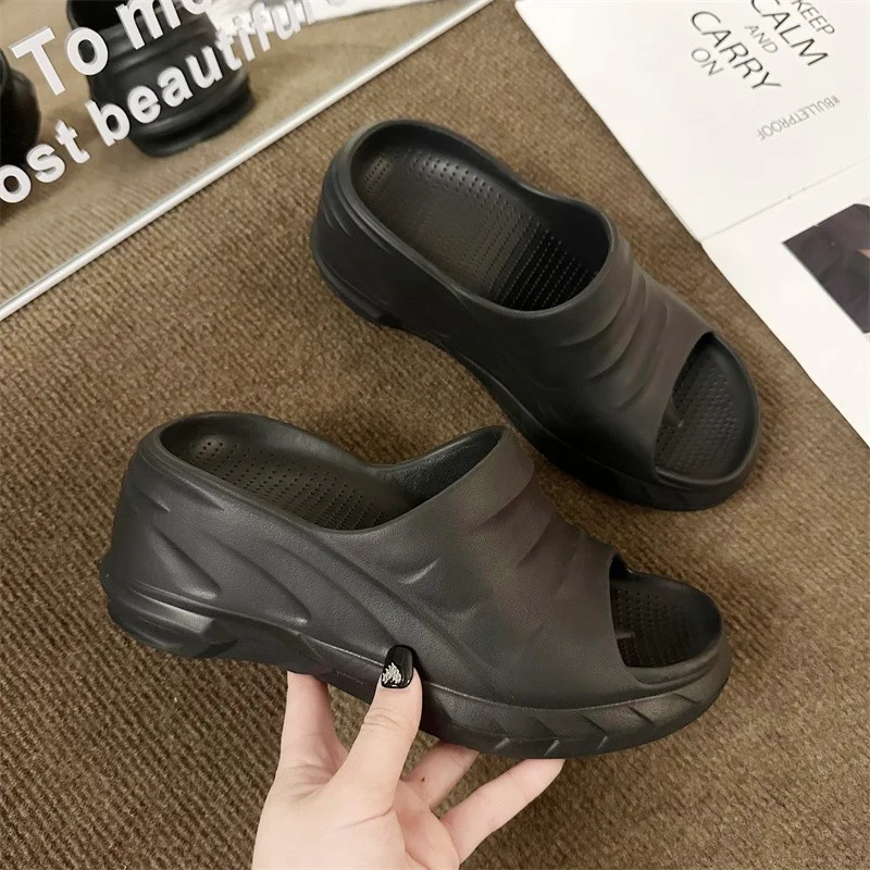 Summer Shoes for Women 2023 Retro Open Toe Women's Platform Slippers Punk Increased Chunky Ladies Wedges Slippers Female Slides