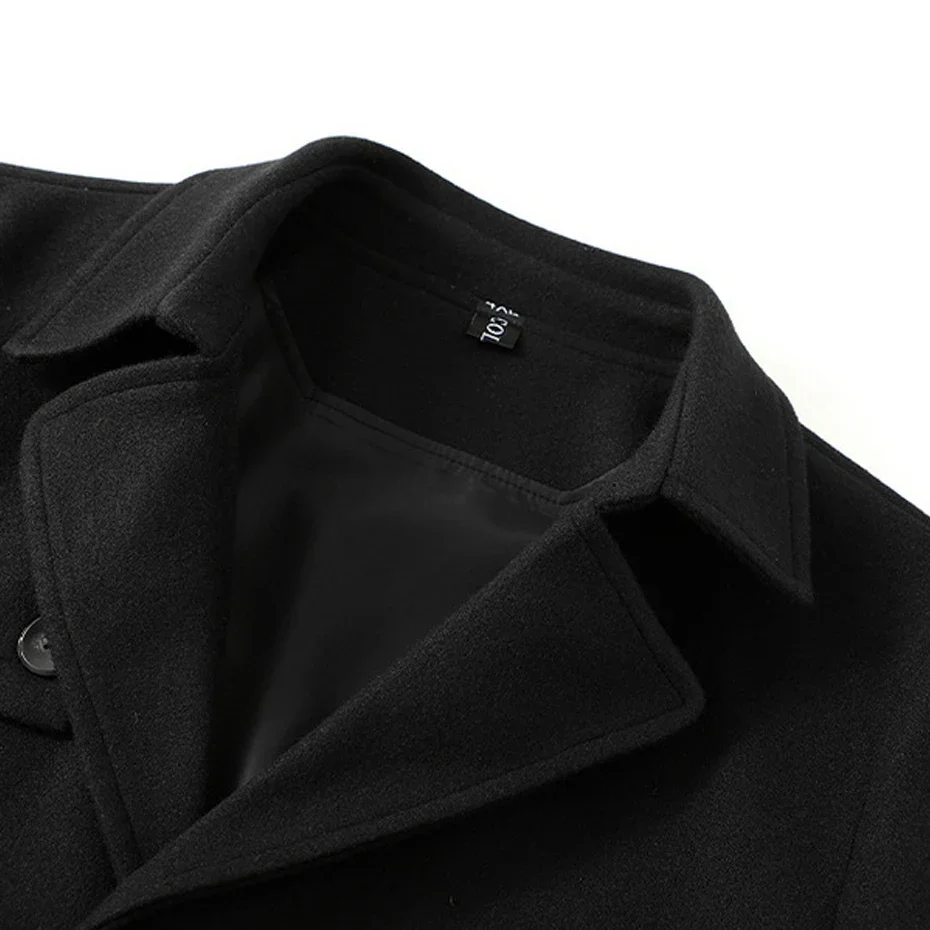 Мужская шерстяная куртка однотонная длинная стильная Осень-зима размеры до 12XL