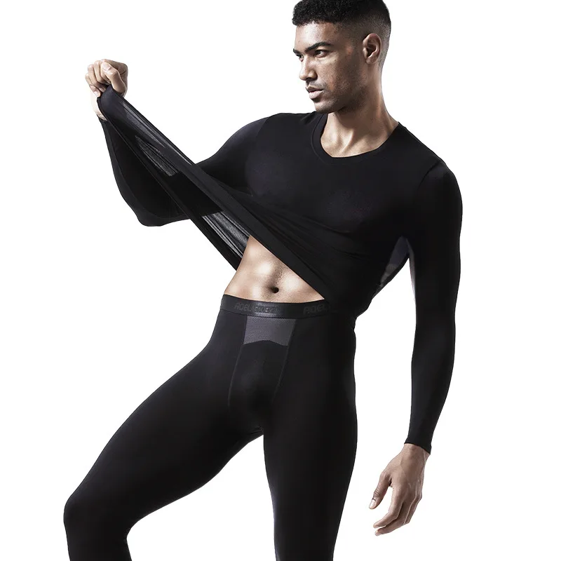 Brand Mens Long Johns Autumn Winter Men Thermal Underwear Sets Sexy Male Tight T-shirt Leggings Suits Man Mesh Breathable Lounge