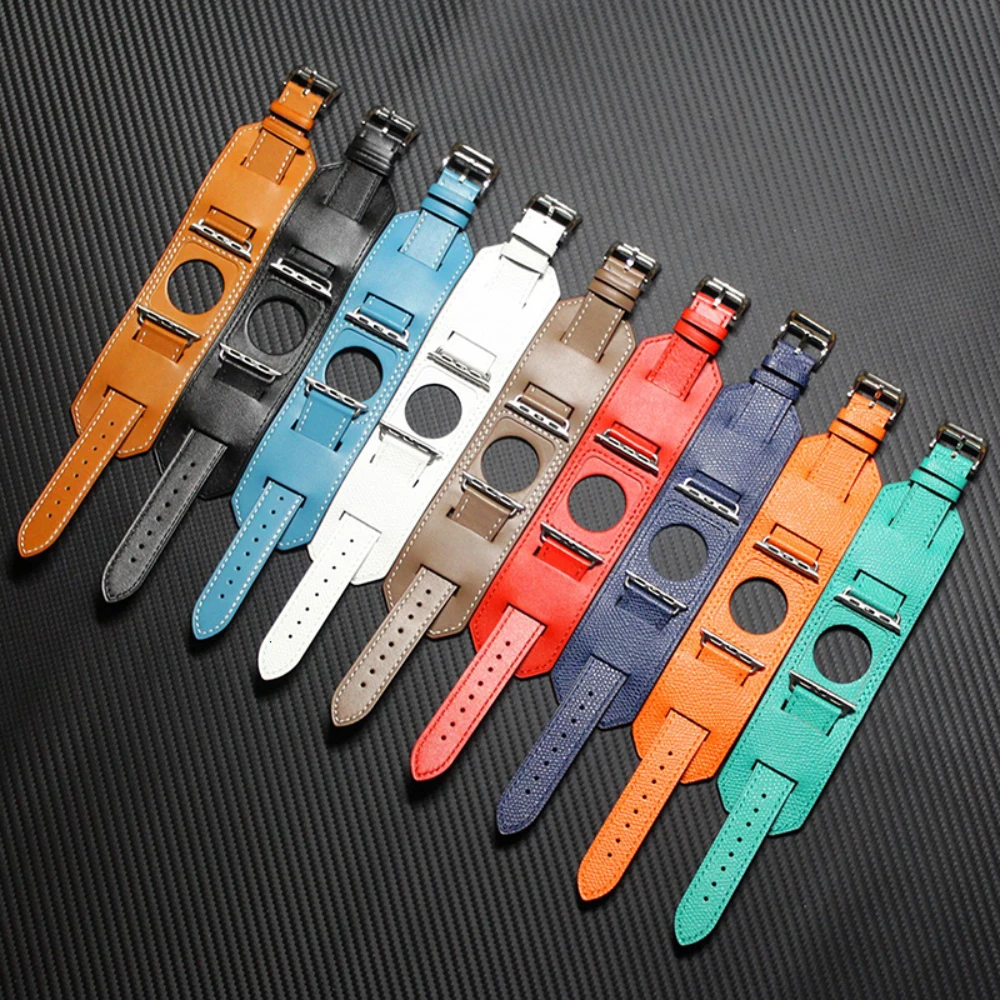 Фото Ремешок из коровьей кожи для Apple Watch Band 45 мм 41 мм 49 мм 44 мм 40 мм 42 38 мм, сменный Браслет для iWatch Ultra 876543SE №2
