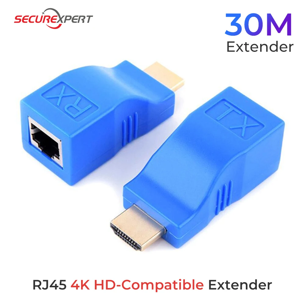 Extensor Compatible Con HD 4K, Hasta 30m, RJ45, 4K, CAT5e, Cat6, Red Ethernet, LAN, HDTV, HDPC, DVD, PS3, STB, 1 Par