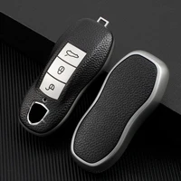 tpu leather car remote key case cover protection keychain protection for porsche cayenne macan 911 boxster cayman for panamera