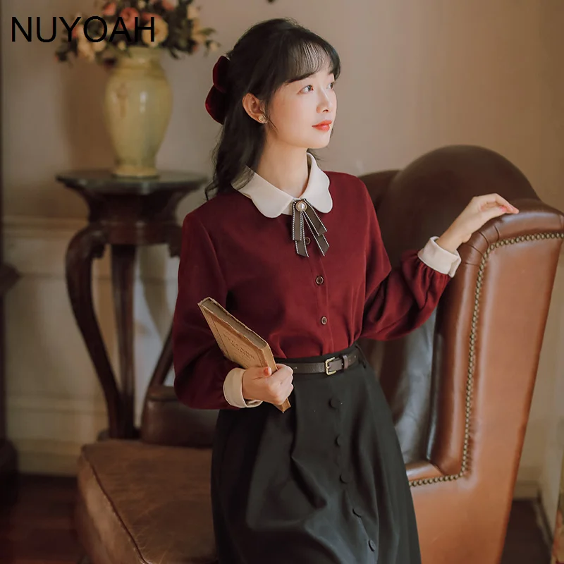 

Женская Весенняя рубашка с длинным рукавом и отложным воротником NewNuyoah