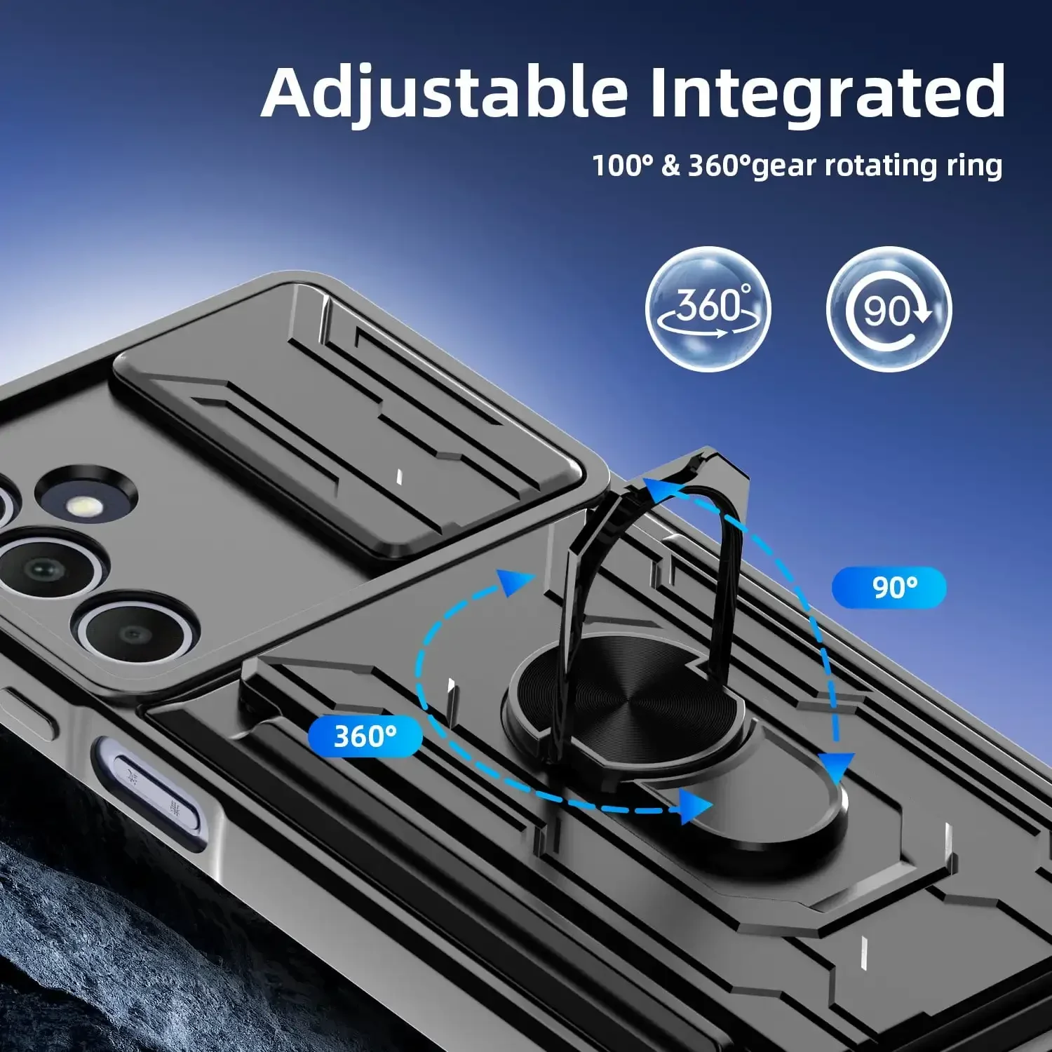 Фото Чехол для Samsung Galaxy S25 Edge S24 S23 S22 Ultra Plus S20 FE A56 A36 A55 A35 4G 5G Slide Camera Card Holder 360 °   Крышка кольца №4