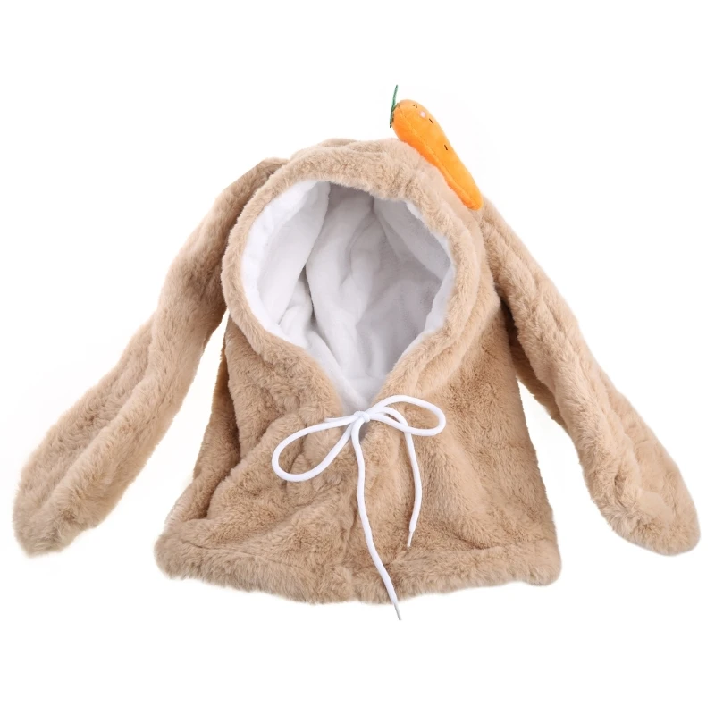 

Q39C плюшевая шапка Lei Feng с длинными кроличьими ушками моркови Балаклава зимняя Регулируемая защита шеи со шнурком для сноуборда мотоцикла