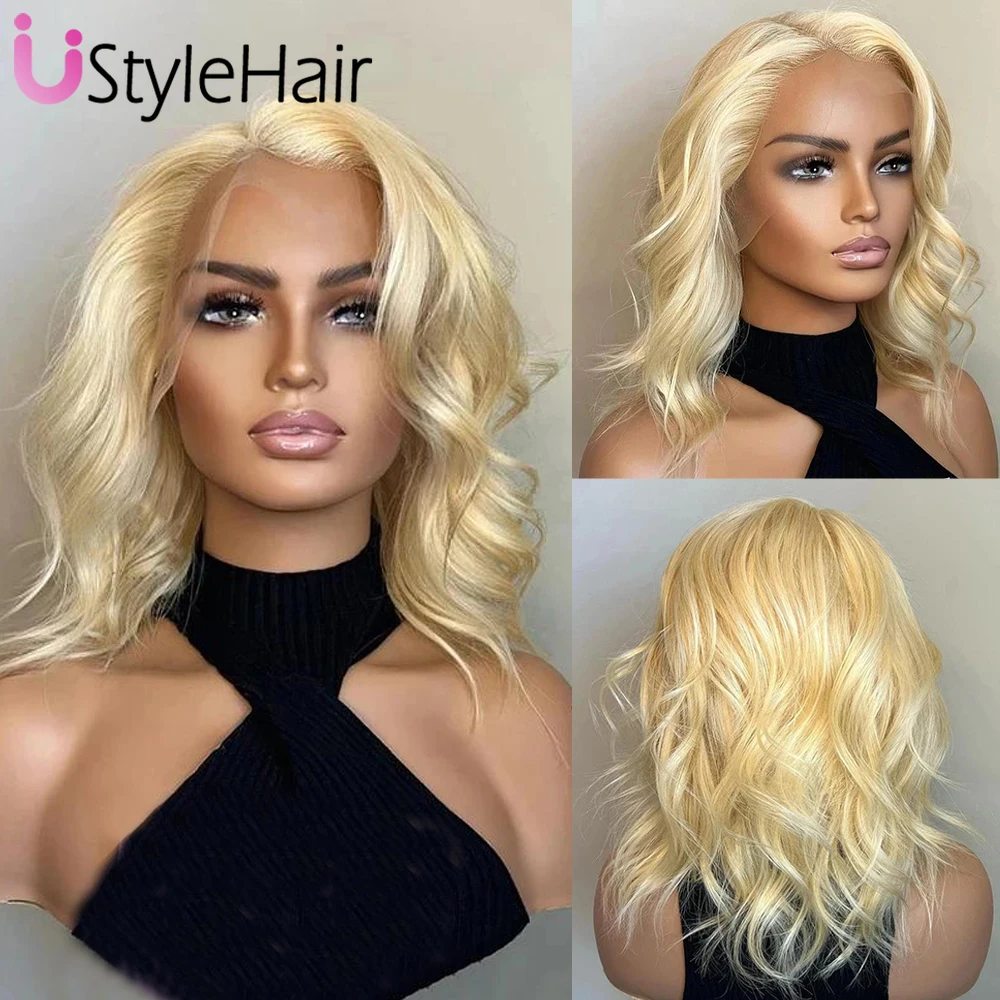 Парик для косплея UStyleHair женщин синтетические короткие волосы блонд с боковой