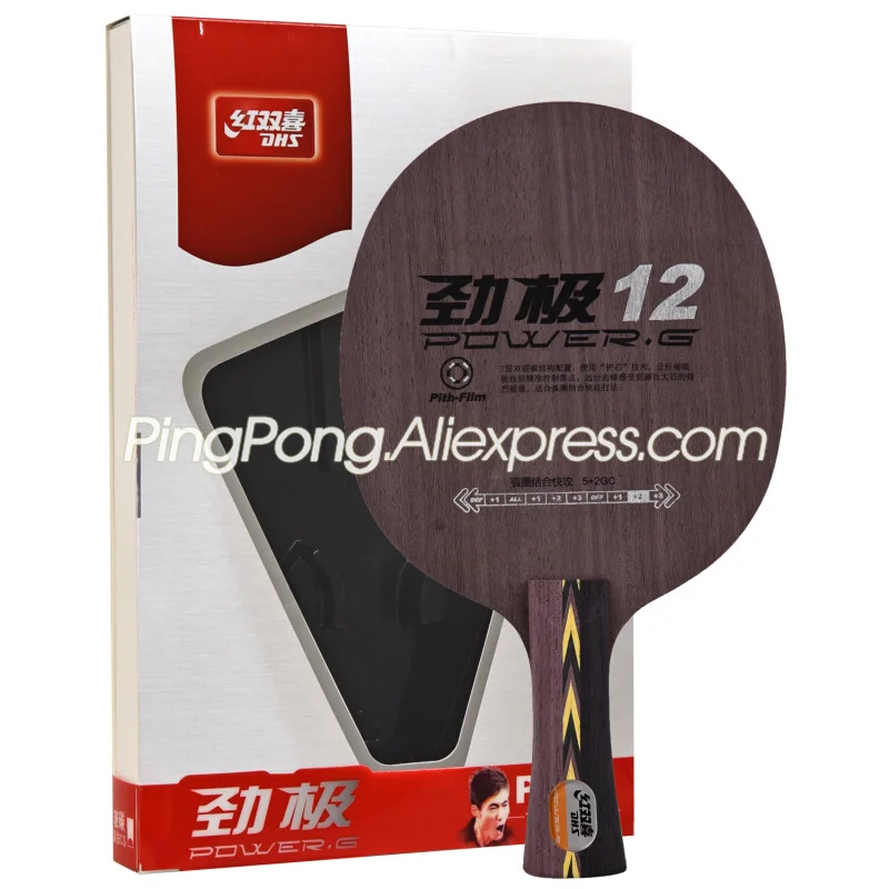 DHS-Pala de tenis de mesa POWER G PG 12 Original, raqueta PG12, paleta de palo de Ping Pong (5 + 2 de carbono de cristal)