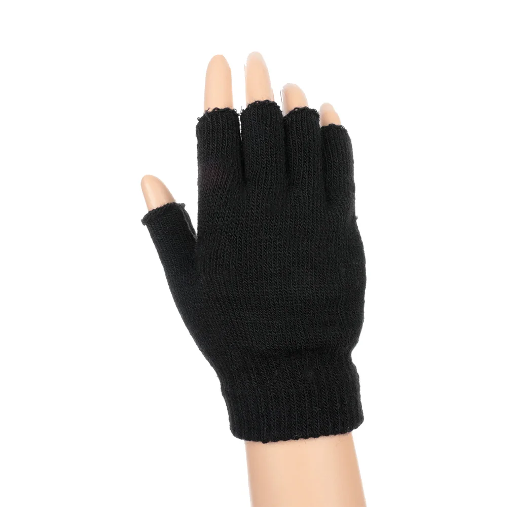 

Модные черные короткие перчатки без пальцев, вязаные перчатки на запястье, зимние теплые перчатки, перчатки для тренировок для женщин и мужчин, теплые рабочие перчатки
