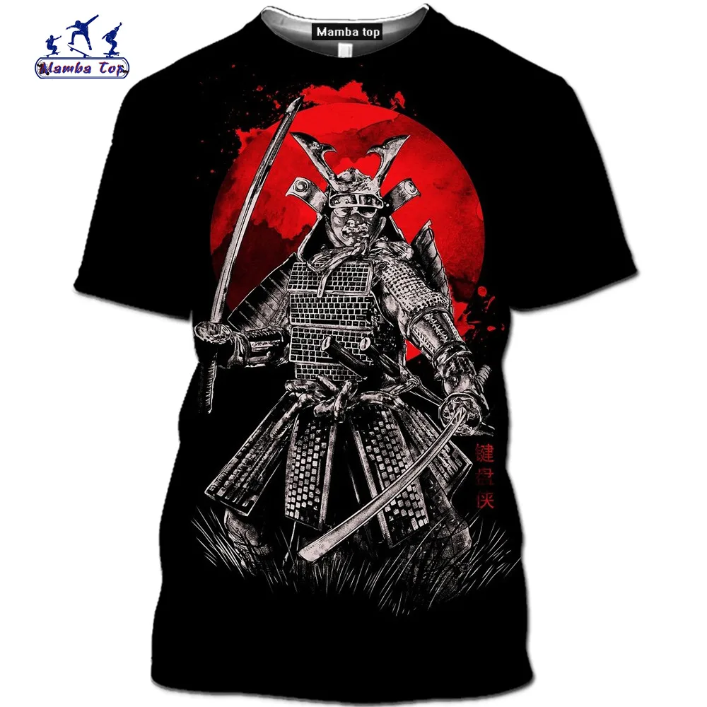 Топ Mamba футболка с японским Самураем мужские футболки 3D-принтом манга череп маска