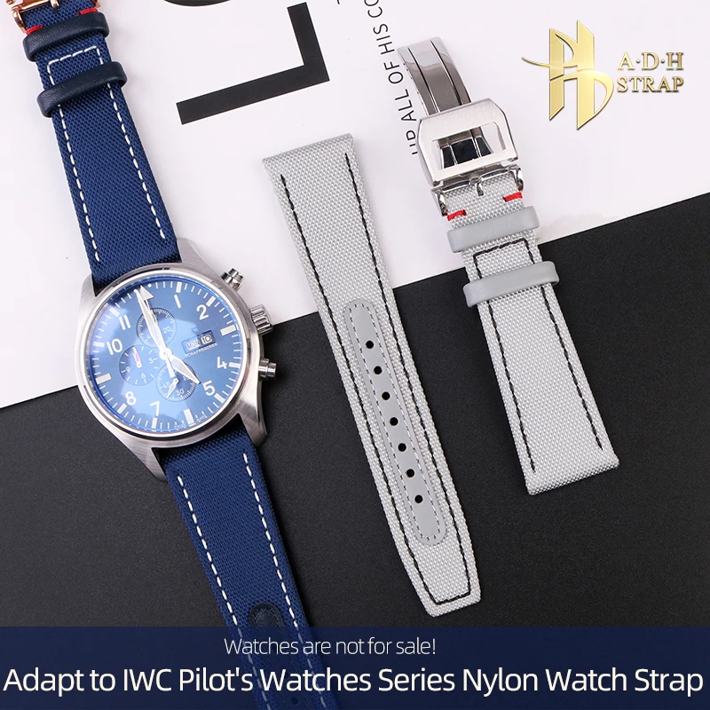 

Woven Nylon Watch Band Waterproof Cowhide Bottom Fitting IWC Pilot's IW328203 IW378003 Watch Straps 20 21 22mm For Men