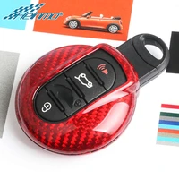 for mini cooper f54 f55 f56 f57 f60 countryman clubman car key real carbon fiber case decal cover styling decoration accessories