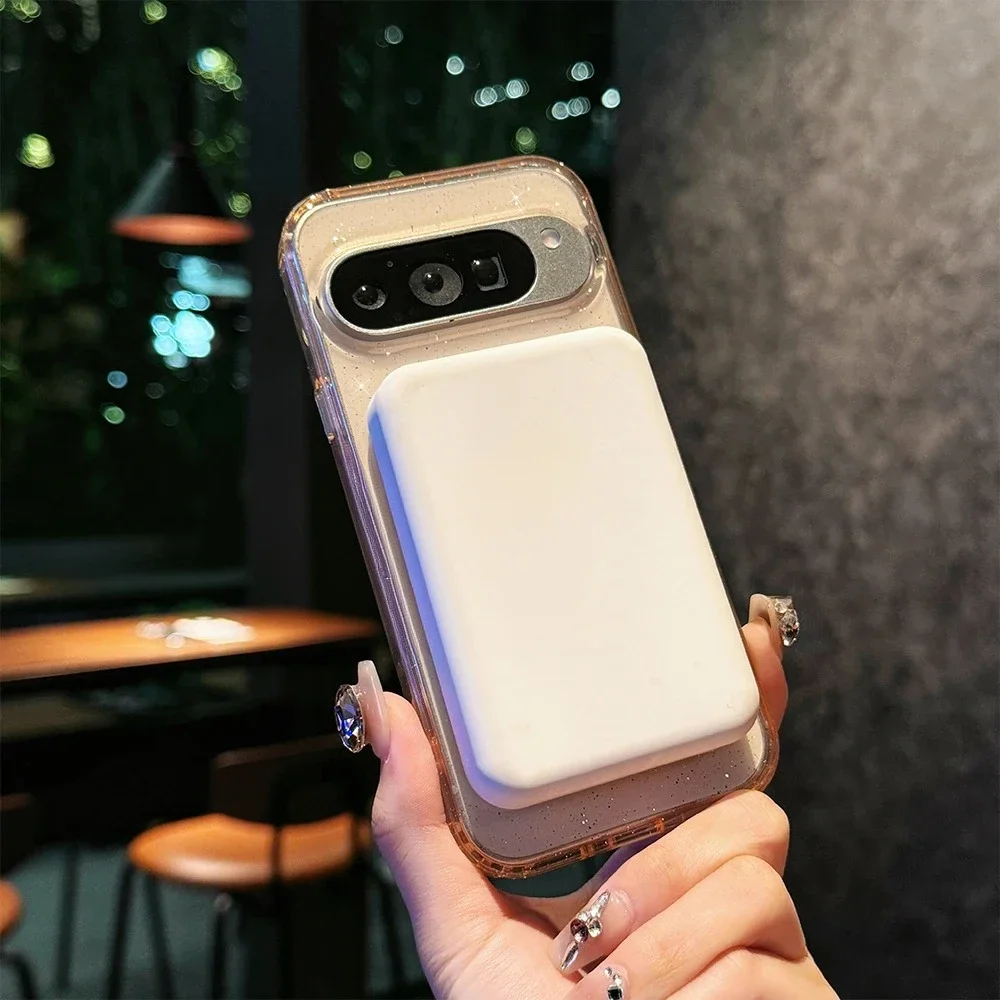 Прозрачный блестящий магнитный чехол для Google Pixel 9Pro XL 9 Pro Magsafe с беспроводной