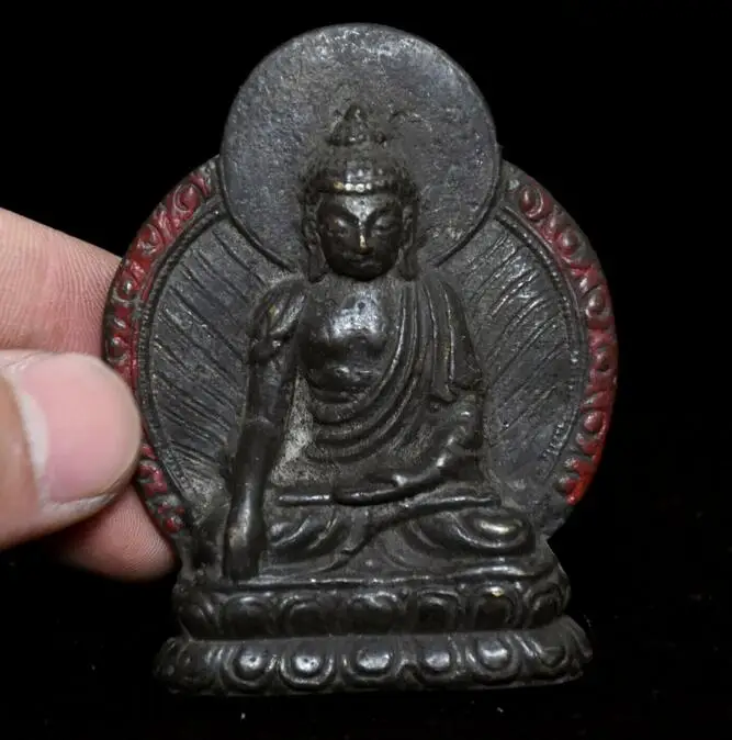 Old Tibet Buddhism Bronze Shakyamuni Amitabha Sakyamuni Buddha Statue Figurine