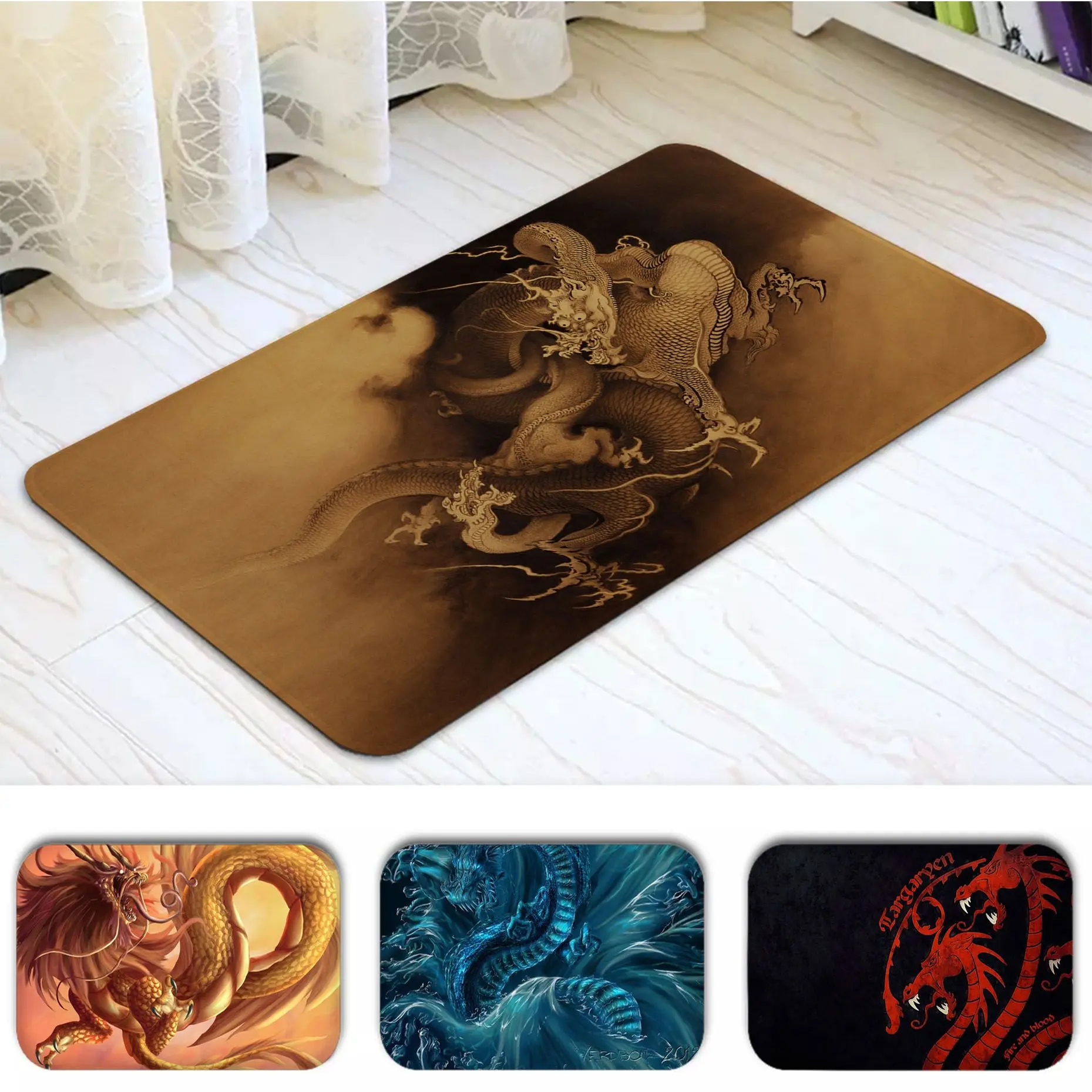 

Dragon Bath Mat Kids Room Bedroom Decoration Balcony Anti-Slip Doormat Living Room Bedside Mats
