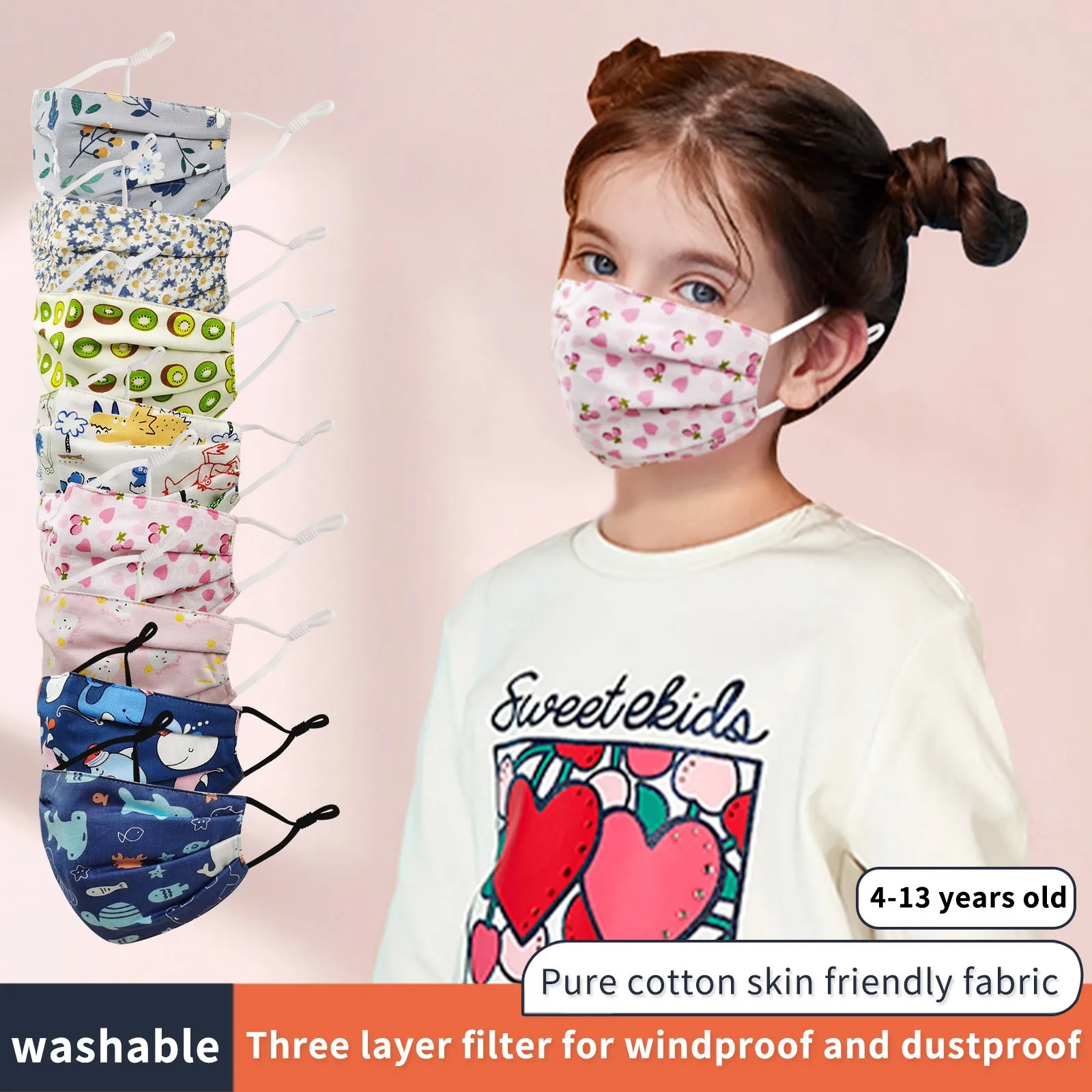 

1PCS Children Cotton Facial Mask Reusable Face Warm Windproof Cute Print Masks Mouth Cover mascarillas niños cubrebocas