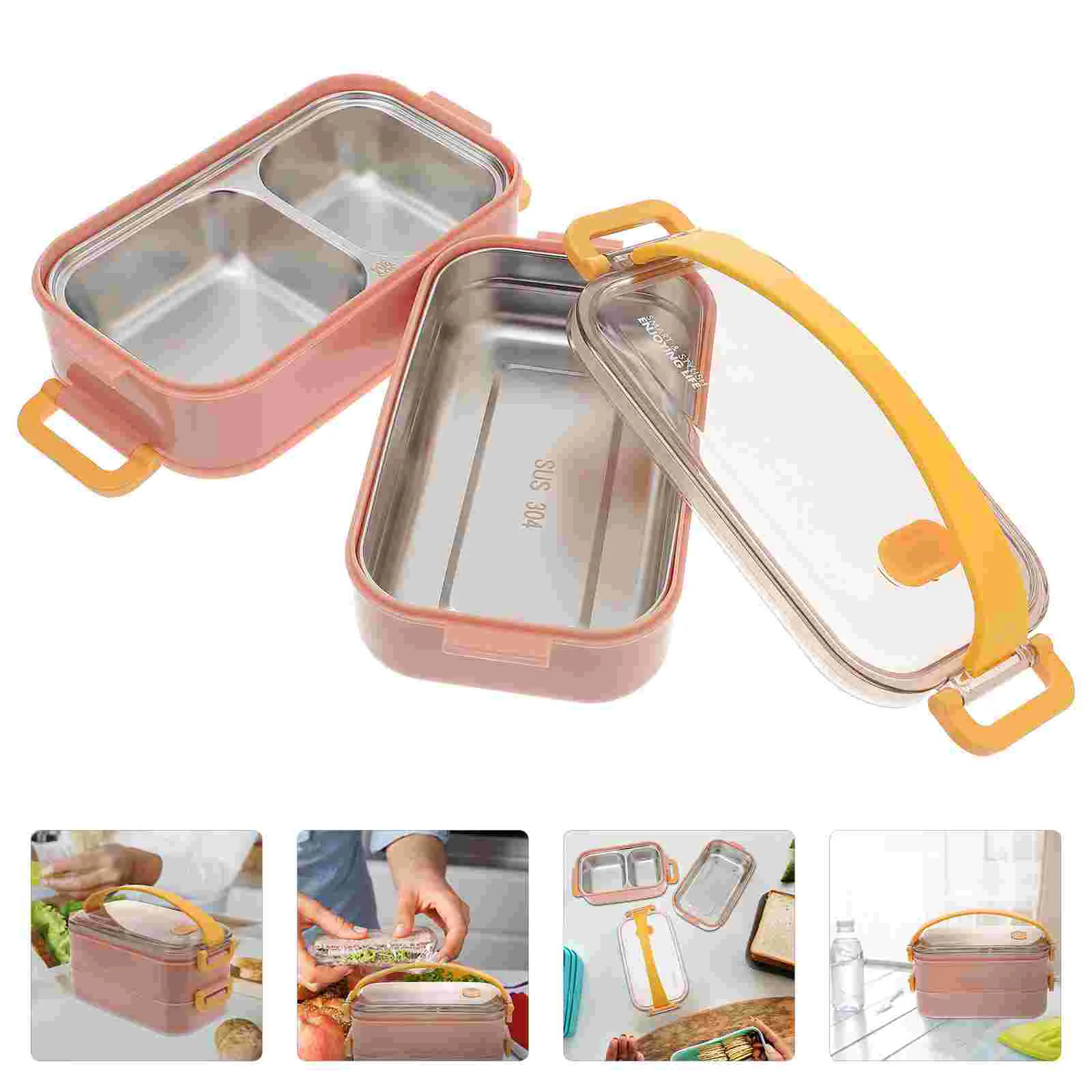 

Box Lunch Bento Boxes Compartment Kids Containers Plasticdouble Layer School Metal Mealwith Outdoor Divider Fruit Sealed Proof