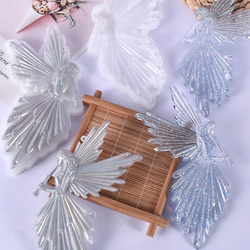 Зеркальная блестящая силиконовая форма для девочки с канавкой и ангелом