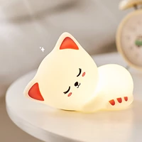 animal cat touch silicone night light remote conctrol usb rechargeable bedroom decor bedroom lamp for kids baby gift