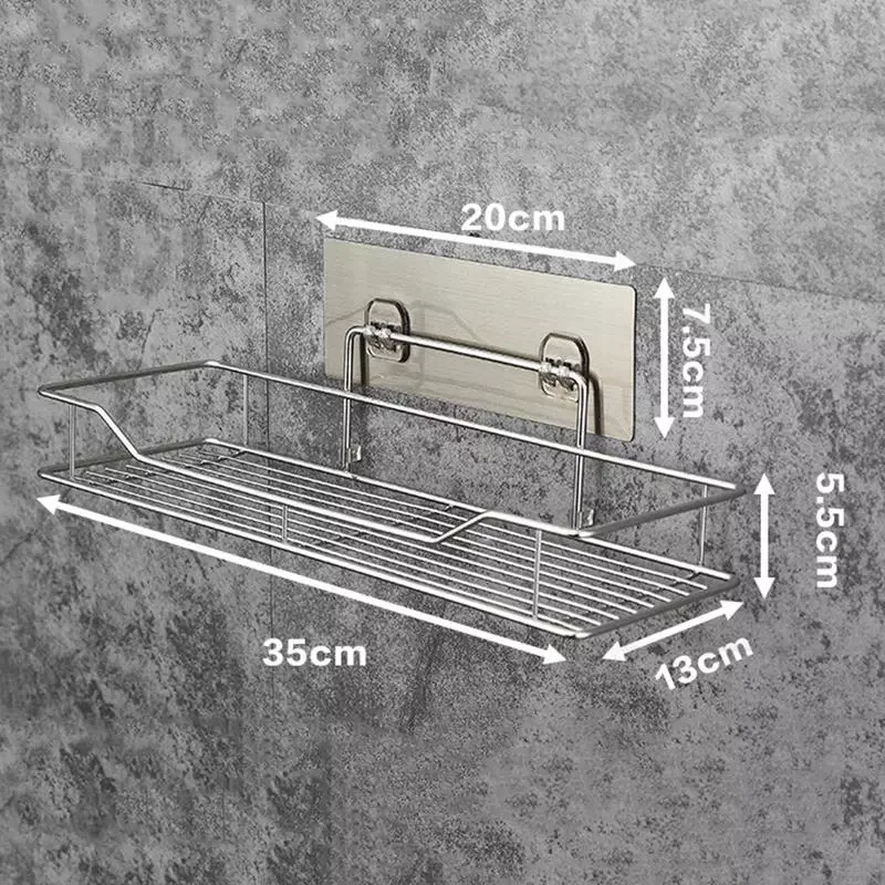 

2023 Stainless Steel Bathroom Storage Shelf Punch-Free Kitchen Bathroom Toilet Wall Hanging Storage Rackstorage holder