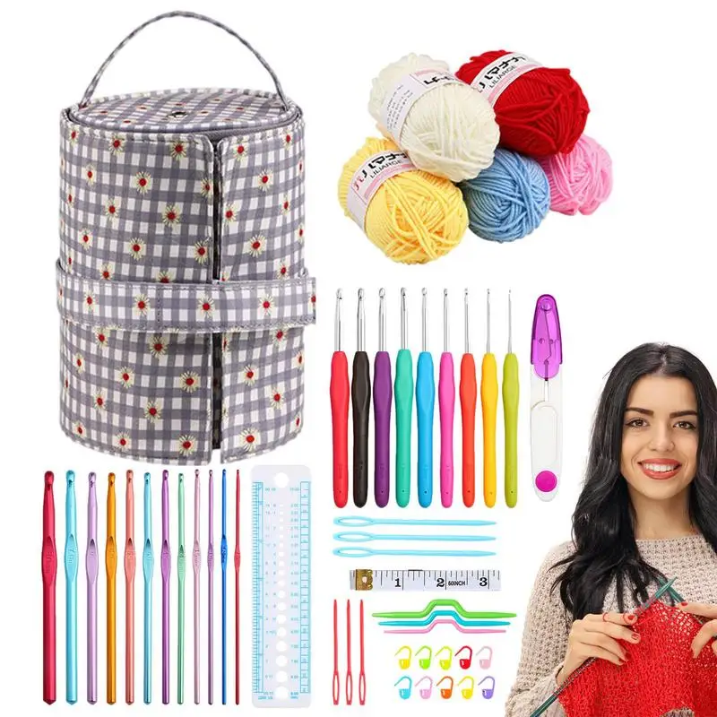 

Knitting Set Yarn Hooks Crochet Set Reusable Ergonomic Knitting & Crochet Supplies Beginner Crochet Kit For Crocheting Kids