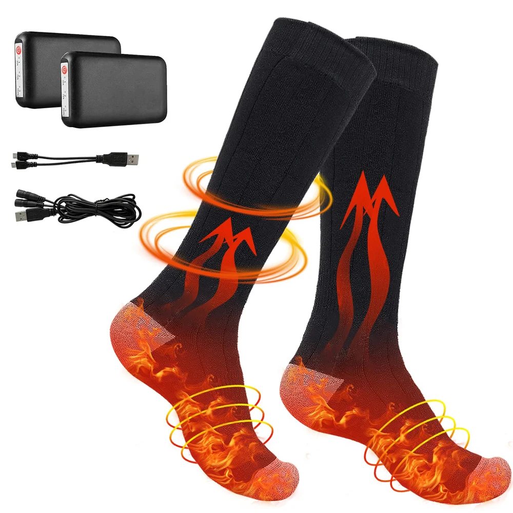 Heated Sox Winters Ski Breathable Usb Rechargeable Battery Electric Thermal Heated Socks With Remove Control