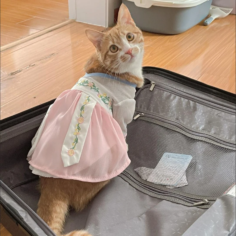 

Pet Dress for Puppy Hanbok Japanese Kimono Small Dog Skirt Pet Costume Rabbit Clothes Cat Dog Clothes Designer