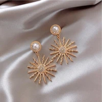 925 silver needle sun god personalized creative earrings pearl earrings 2022 new trendsetter exaggerated earrings female