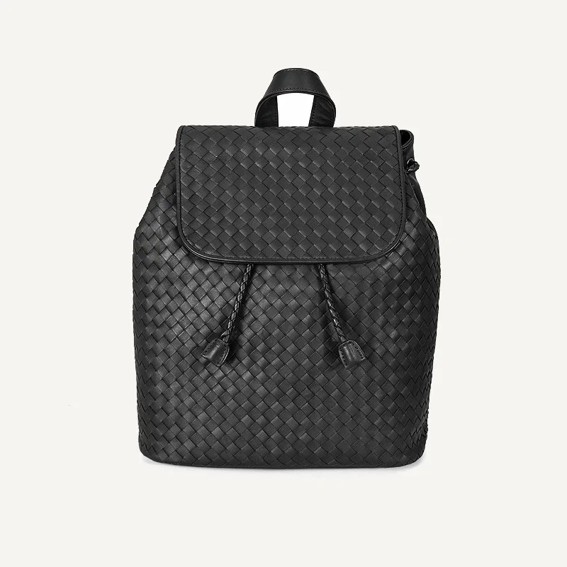 

Waxed Luxury Calfskin Braided Men's bag Europe And The United States New Shoulder Bag Flip Leather Fashion Men's Travel Backpack